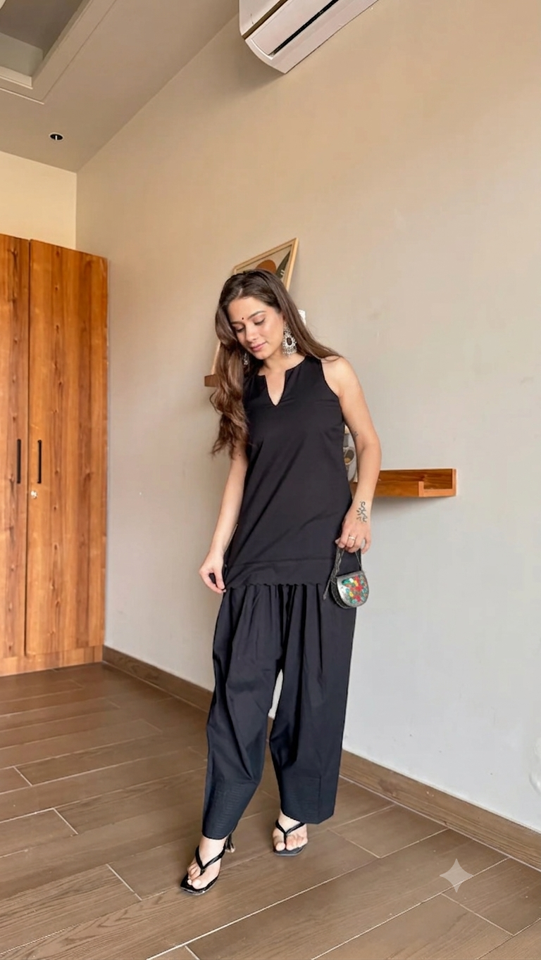 Noir Grace Black Farshi Salwar Set
