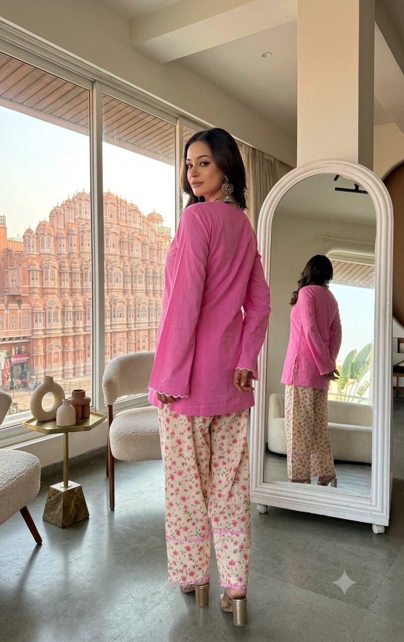 Pink And White Farshi Set