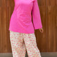 Pink Bloom Cotton Kurta with Printed Pants Set